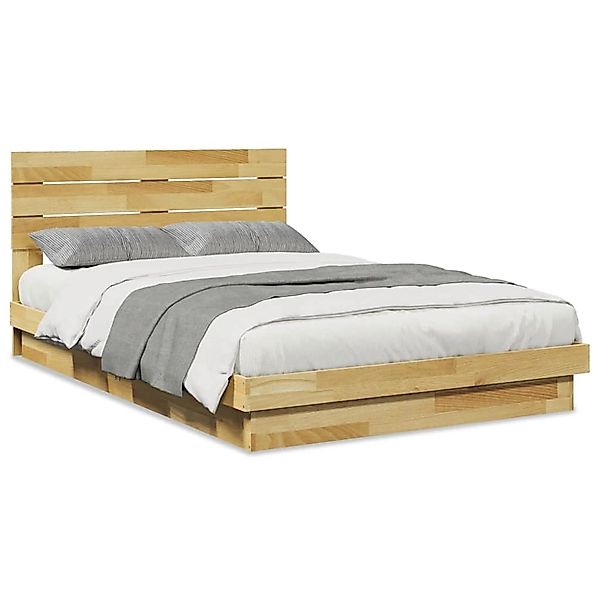 vidaXL Massivholzbett mit Kopfteil ohne Matratze 120x200 cm Eichenholz 3315 günstig online kaufen
