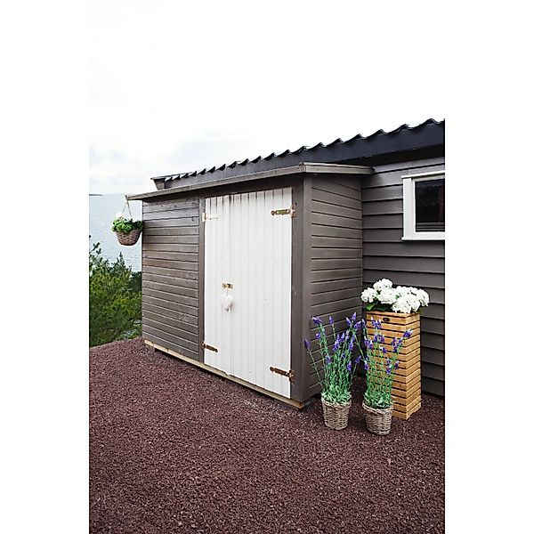 Palmako Gerätehaus Leif 234 x 95 cm Lackiert Hellgrau FSC® günstig online kaufen