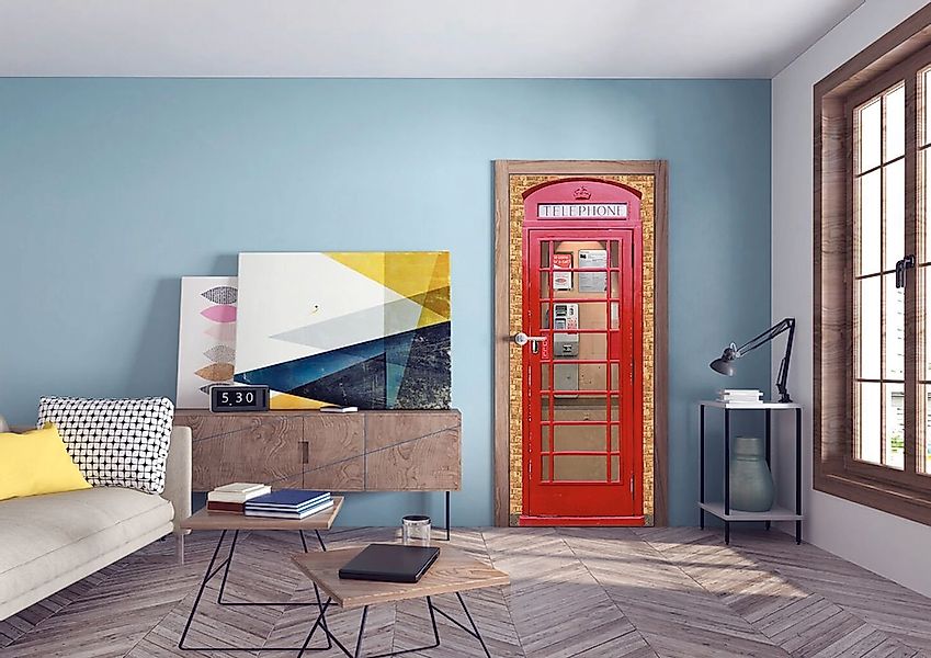 Papermoon Fototapete »Telephone Box - Türtapete«, matt günstig online kaufen
