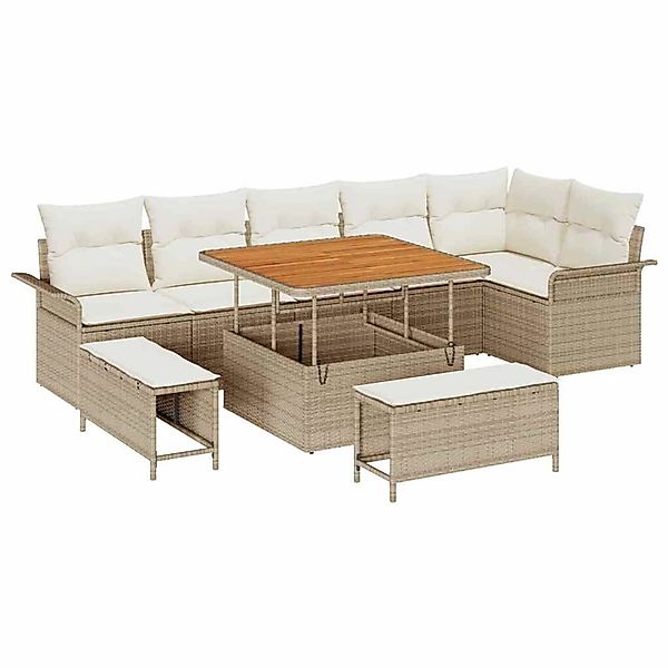 vidaXL Garten-Sofa-Set 9-Tlg Beige Poly Rattan 3362146 günstig online kaufen