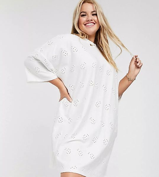 ASOS DESIGN Curve – Weißes T-Shirt-Kleid mit extremer Oversize-Passform und günstig online kaufen
