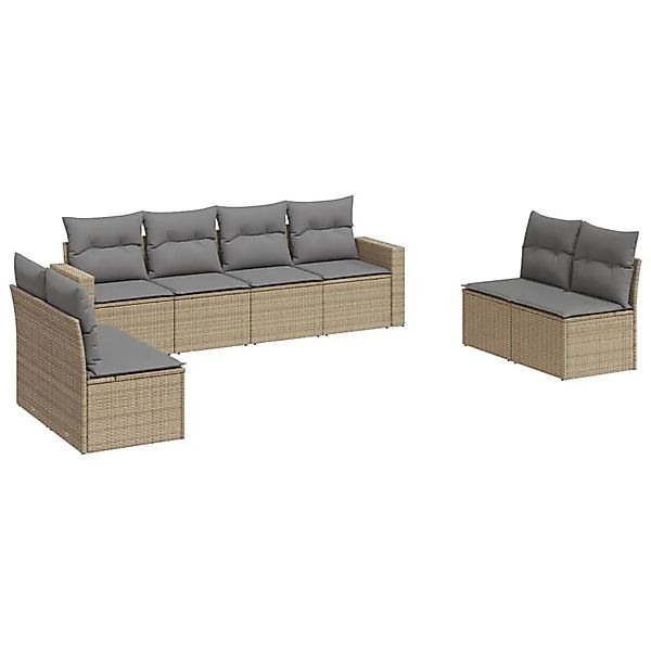 vidaXL 8-Tlg Garten-Sofagarnitur mit Kissen Beige Poly Rattan 3251186 günstig online kaufen
