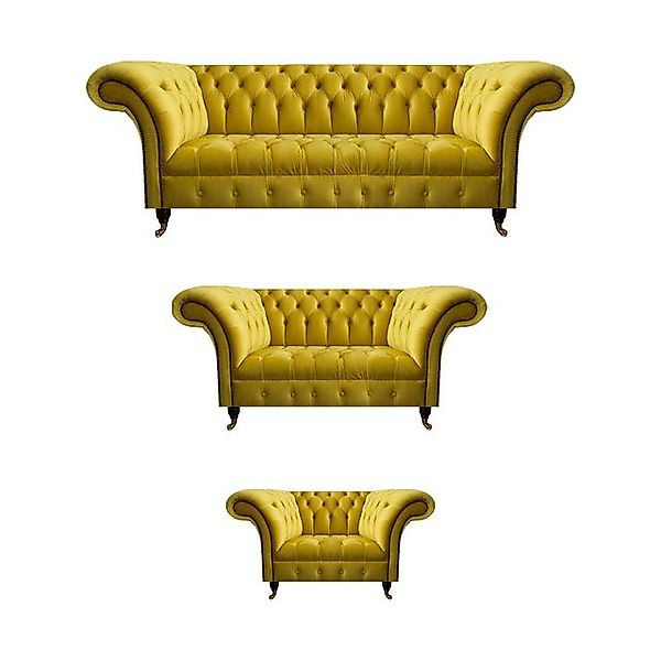 JVmoebel Sofa Wohnzimmer Gelbe Chesterfield Couchgarnitur Modernes 3tlg Pol günstig online kaufen