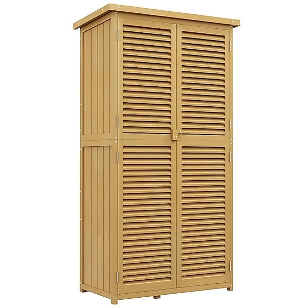 Outsunny Gartenschrank mit Asphaltdach 4 Fächer Hellgelb 87 x 46,5 x 160 cm günstig online kaufen