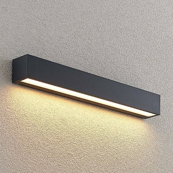 Lucande LED-Außenwandlampe Lengo, 50cm, grafit, down, 3.000K günstig online kaufen