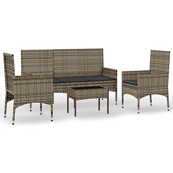 vidaXL 4-tlg Garten-Lounge-Set mit Kissen Grau Poly Rattan Modell 23 günstig online kaufen