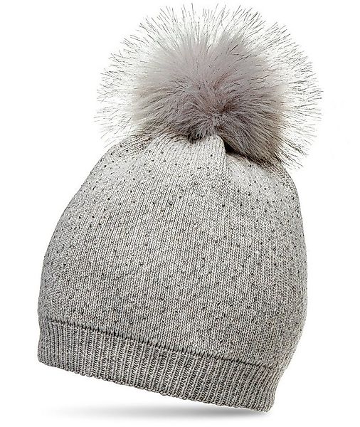 Caspar Bommelmütze MU191 Damen Fein Strick Winter Mütze mit Fellbommel und günstig online kaufen