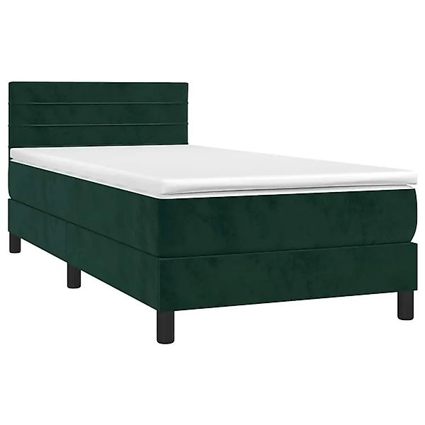 vidaXL Boxspringbett mit Matratze & LED Dunkelgrün 90x190 cm Samt 3134438 günstig online kaufen