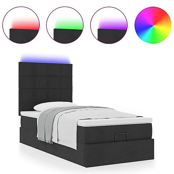 vidaXL Bett Ottomane Bett mit Matratze & LEDs Schwarz 80x200 cm Stoff günstig online kaufen