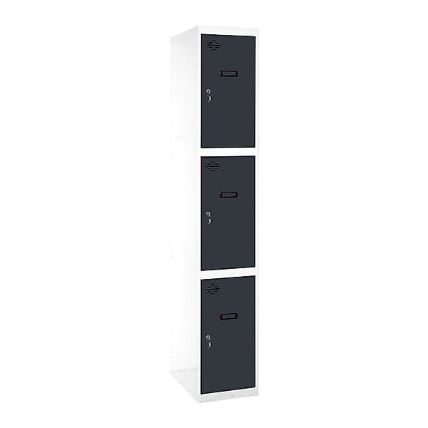 PROREGAL Spind AMEGO HxBxT 180 x 40 x 50 cm 3 Abteile Grundmodul Weiß-Anthr günstig online kaufen