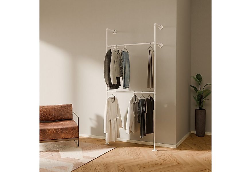 pamo. design Kleiderständer KIM DOUBLE Industrial Kleiderstange zur Wandmon günstig online kaufen