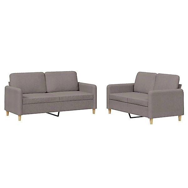 vidaXL 2-Tlg Sofagarnitur mit Kissen Taupe Stoff 3202093 günstig online kaufen