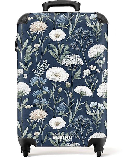 NoBoringSuitcases.com© Hartschalen-Trolley Blumenmuster blau 55x35x20cm, 4 günstig online kaufen