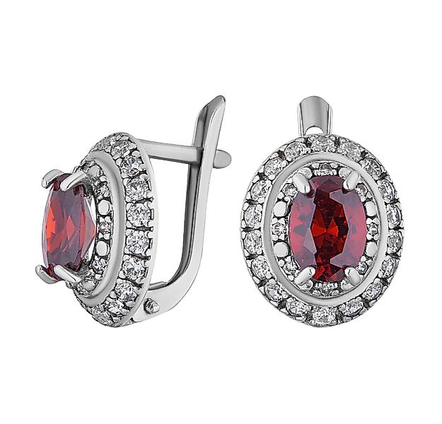 Secretforyou Creolen-Set Ohrringe Creolen 925 Silber Granat Zirkonia Steine günstig online kaufen