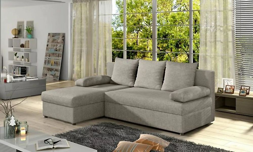 JVmoebel Ecksofa, Design LForm Sofa Couch Polster Schlafsofa Textil Bettfun günstig online kaufen