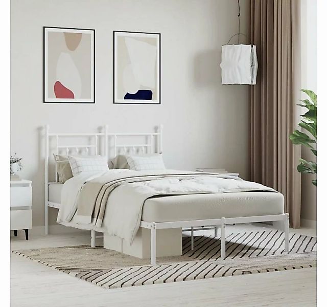 furnicato Bett Bettgestell mit Kopfteil Metall Weiß 120x190 cm günstig online kaufen
