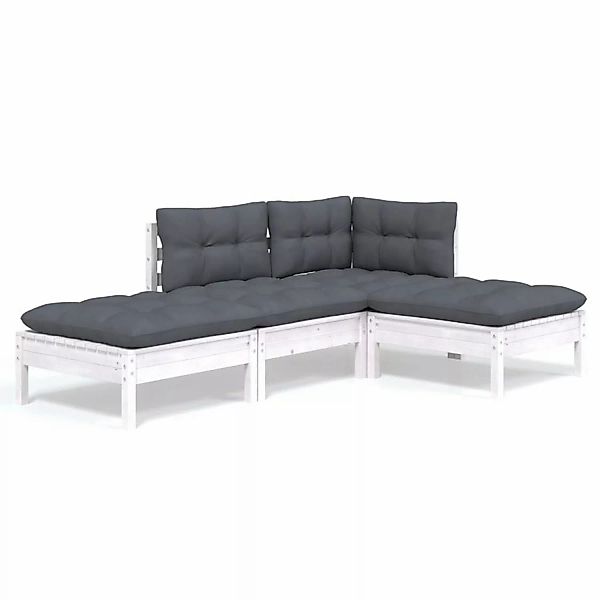 vidaXL 4-tlg Garten-Lounge-Set mit Kissen Kiefer Massivholz Modell 51 günstig online kaufen