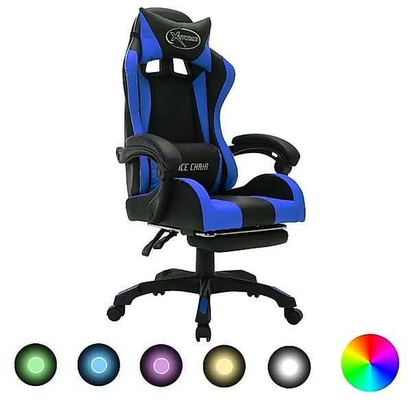 vidaXL Gaming-Stuhl mit RGB LED-Leuchten Blau und Schwarz Kunstleder 288006 günstig online kaufen