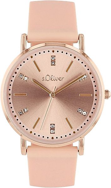 s.Oliver Quarzuhr 2038367, Armbanduhr, Damenuhr, Kristallsteine, Silikonarm günstig online kaufen