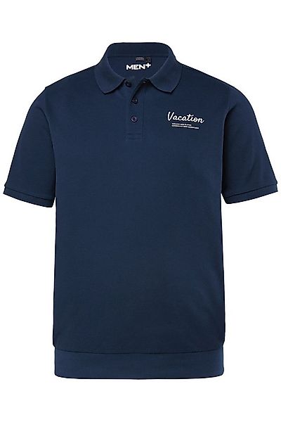Men Plus Poloshirt Poloshirt Bauchfit Piqué Brustprint Halbarm günstig online kaufen