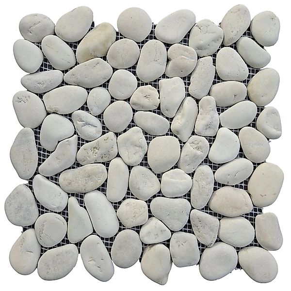 Mosaikmatte Flusskiesel White matt 30 cm x 30 cm günstig online kaufen