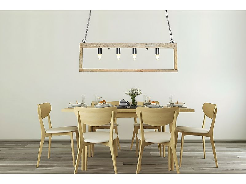 Hängeleuchte mit 4 Strahlern Industrial Stil - Holz & Metall - 31 x 100 cm günstig online kaufen
