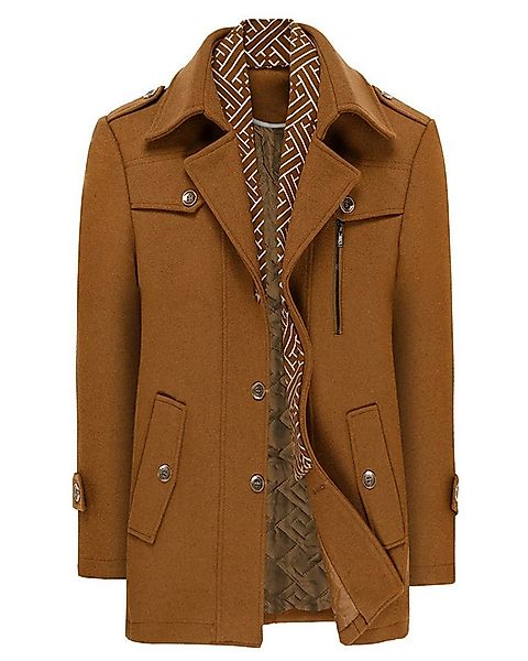 Allthemen Kurzmantel mit abnehmbarem Fake-Kragen Wintermantel Herren Wollma günstig online kaufen