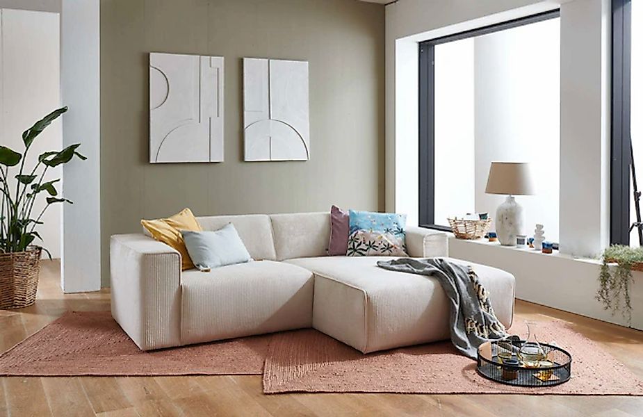 Home affaire Ecksofa »Noord mit Kedernaht, Breite 234 cm, L-Form« Cord, Str günstig online kaufen