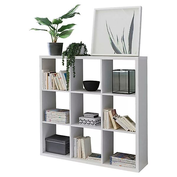 Würfelregal 112x29x112 cm Bücherregal mit 9 Fächern Weiß Standregal Holz Re günstig online kaufen