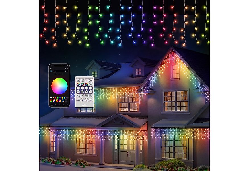 Elegear Lichterkette 10×0,6m LED Eiszapfenlichter mit 408 LEDs, App- & Fern günstig online kaufen
