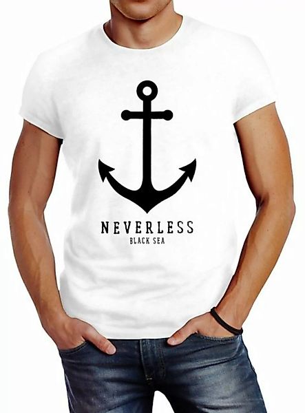 Neverless Print-Shirt Herren T-Shirt Anker Nautical Sailor Segeln Slim Fit günstig online kaufen