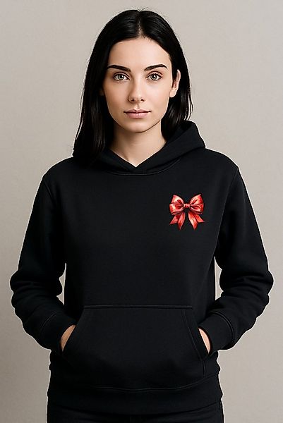 Banco Kapuzensweatshirt Damen rote Schleife - Kapuzenpullover Weiches Innen günstig online kaufen