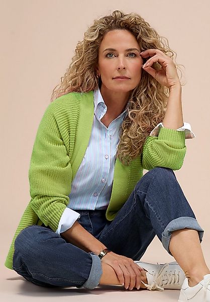 bianca Strickjacke OTIS in quer gestricktem Feinpatent, mit langem V-Neck günstig online kaufen