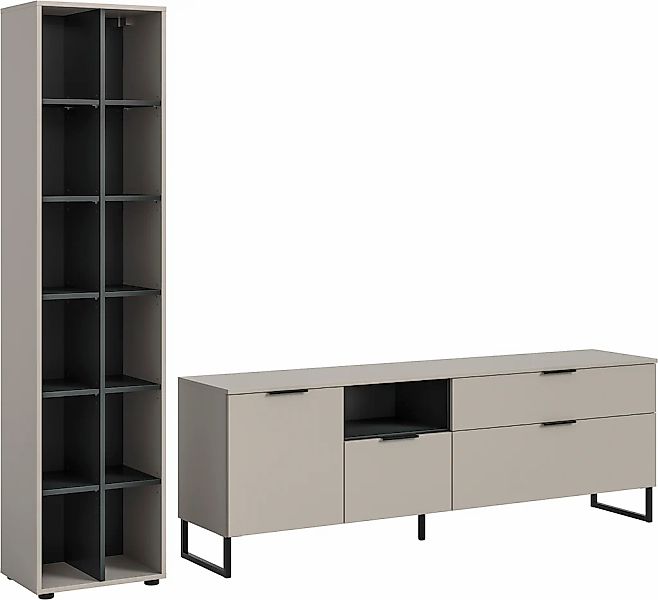 INOSIGN Wohnwand "ADIO, Breite 245 cm, 2-teiliges Set, mit Metall-Kufenfüße günstig online kaufen