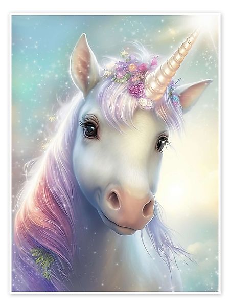 Posterlounge Poster Dolphins DreamDesign, Zauberhaftes Einhornporträt, günstig online kaufen