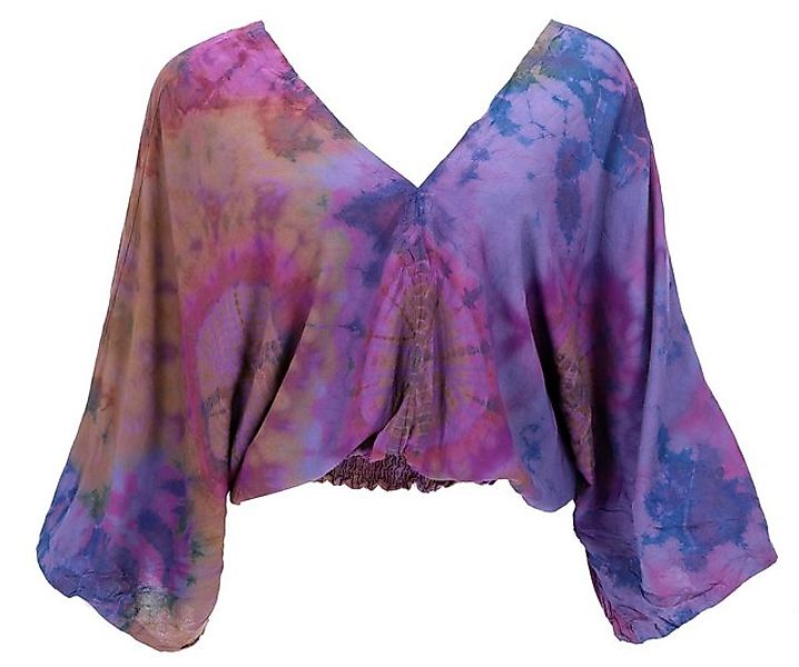 Guru-Shop Longbluse Luftige Batikbluse, Boho Sommerbluse - violett Boho günstig online kaufen