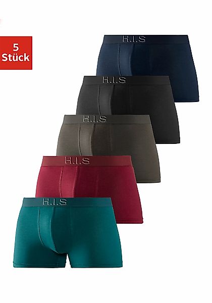 H.I.S Boxer "Boxershorts für Herren", (Packung, 5 St.), Logo Webbund mit 3D günstig online kaufen