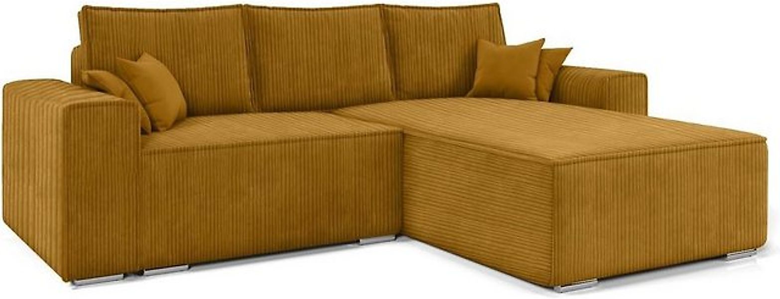 MOEBLO Ecksofa ERNO II, L-förmiges Schlafsofa aus Samtstoff mit Bettkasten günstig online kaufen