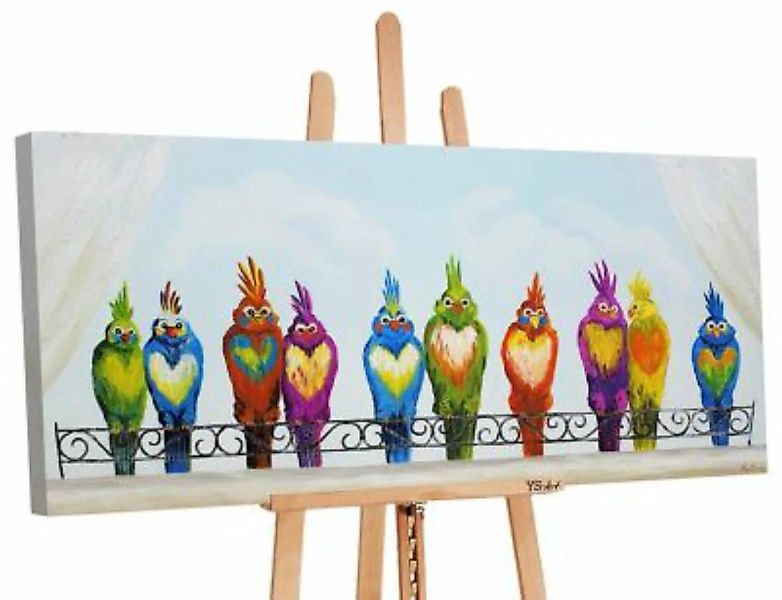 YS-Art™ Gemälde YS-Art Bild „Lustige Vögel“ in verschiedenen Farben. Acrylg günstig online kaufen