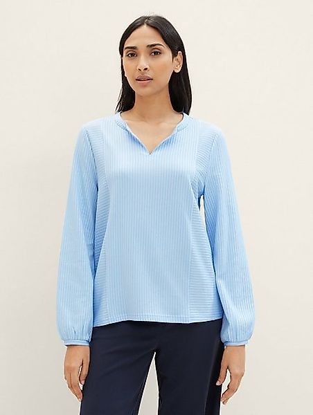 TOM TAILOR Blusenshirt Langärmlige Bluse mit V-Ausschnitt und feinen Streif günstig online kaufen