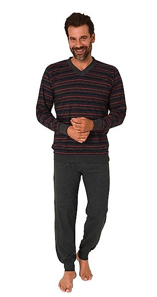Normann Pyjama Normann Herren langarm Schlafanzug mit Bündchen in Streifeno günstig online kaufen