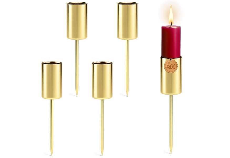 matches21 HOME & HOBBY Kerzenhalter Kerzenteller 4er Set Metall Gold mit St günstig online kaufen