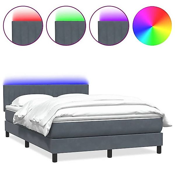 vidaXL Boxspringbett, Boxspringbett mit Matratze Dunkelgrau 140x210 cm Samt günstig online kaufen