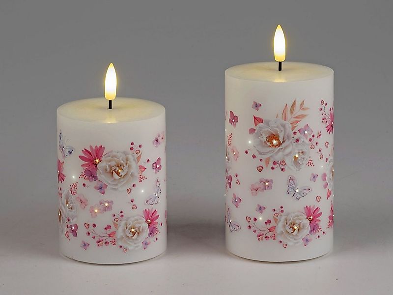 formano LED-Kerze Rosen, mit Timerfunktion, Weiß, Motiv: Rosen, Höhe: 10cm günstig online kaufen