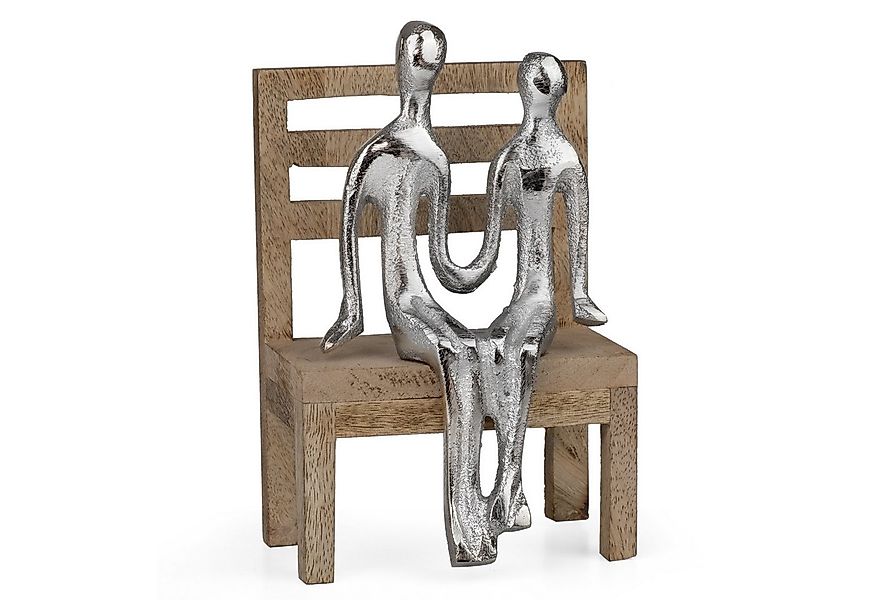 Moritz Skulptur Dekofigur Paar auf Bank aus Aluminium und Holz, Holz, Tisch günstig online kaufen