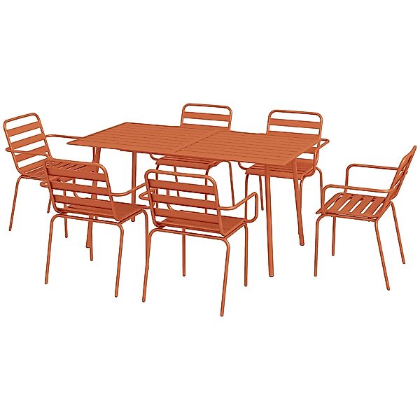 Outsunny Gartenmöbel Set Garten-Dining-Set 7-teilig mit 1 Tisch und 6 stape günstig online kaufen