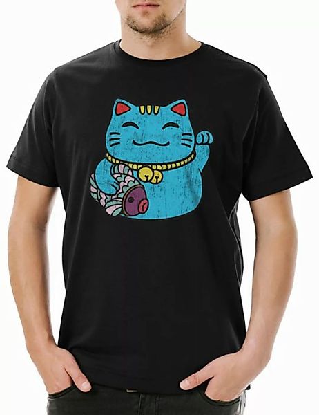 Urban Backwoods Print-Shirt Maneki Neko III Herren T-Shirt Winkekatze Manek günstig online kaufen