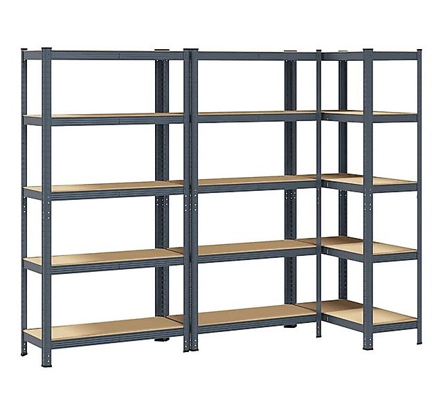 vidaXL Ablageregal Lagerregale mit 5 Böden 3 Stk. Anthrazit Stahl & Holzwer günstig online kaufen