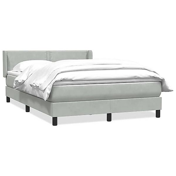 vidaXL Boxspringbett, Boxspringbett mit Matratze Hellgrau 140x220 cm Samt günstig online kaufen