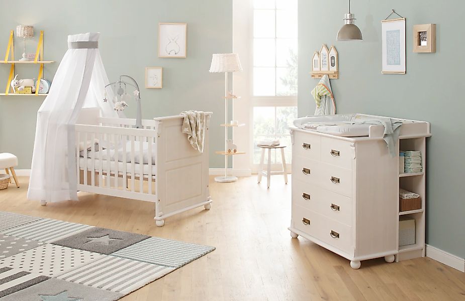 Lüttenhütt Babyzimmer-Komplettset "Aimo, luxoriöser Landhausstil, Messinggr günstig online kaufen